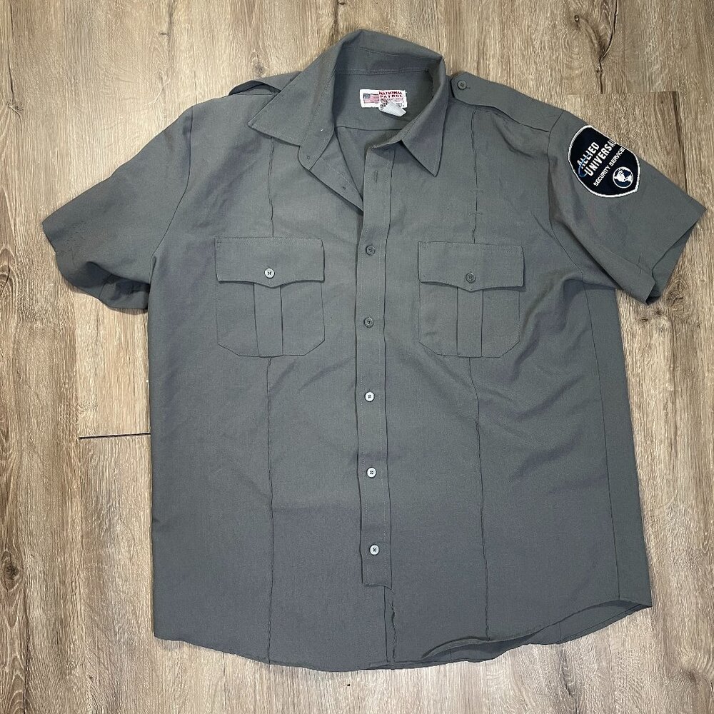 Allied Universal Short Sleeve Gray Uniform Shirt Size 17 17.5 Security